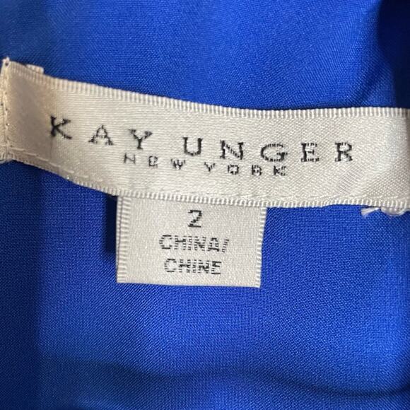 Kay Unger Melinda Hi Low Gown Sapphire Women’s Sz 2 - Picture 7 of 10